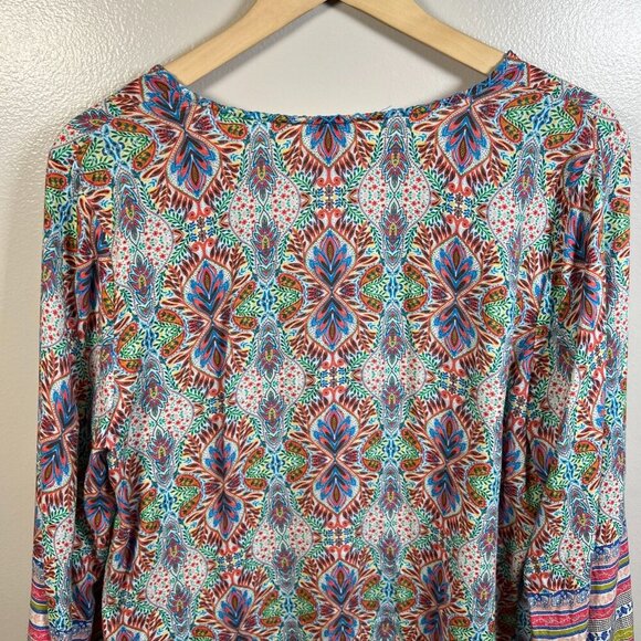 Sundance Andalusia Peasant Top Size Medium Split Neck Boho Tassels Bell Sleeves - Picture 7 of 9